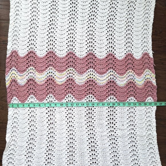 Handmade White and Pink Lap Blanket - Picture 2 of 5